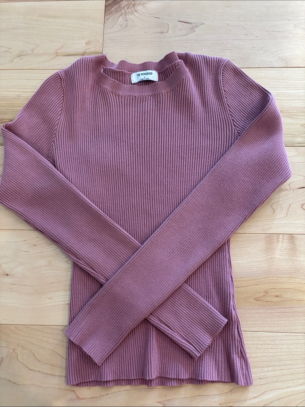 Workshop Republic Clothing Ribbed Crew Neck Sweater - Mauve Pink